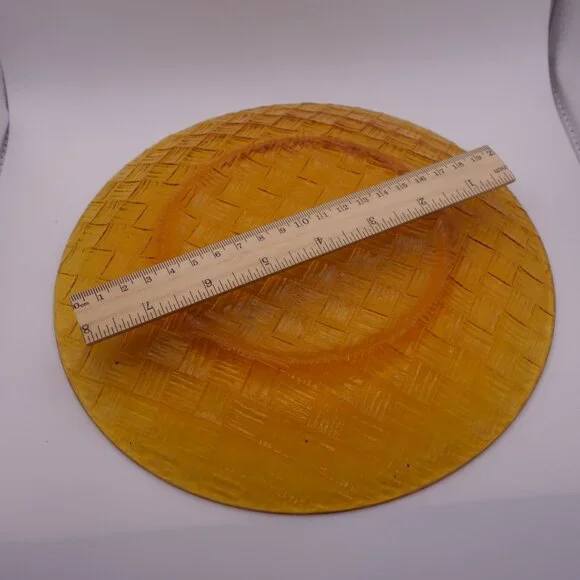 France Amber Color Glass Wicker Pattern 9 Inch Plate - Picture 4 of 8